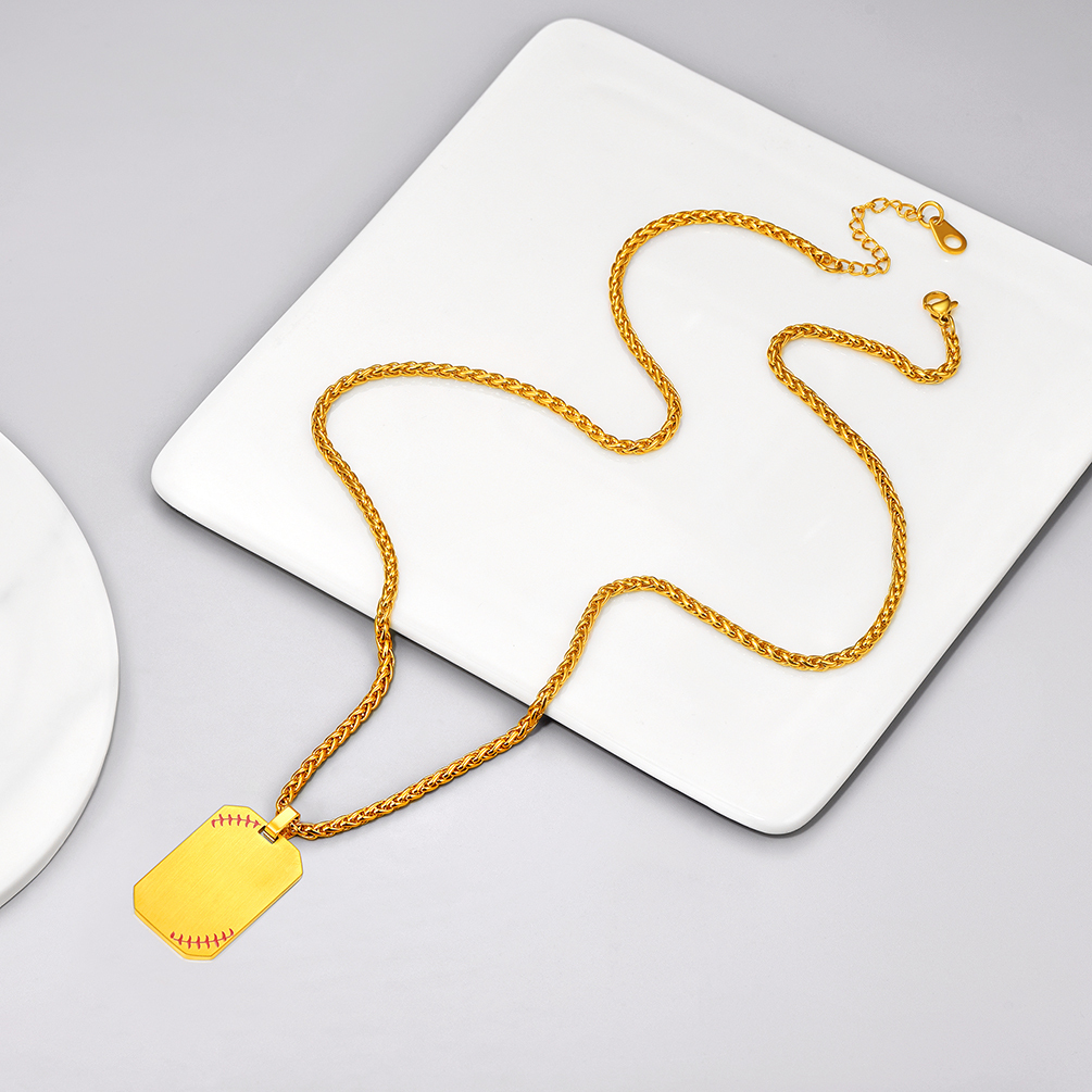 Baseball Dog Tag Necklace