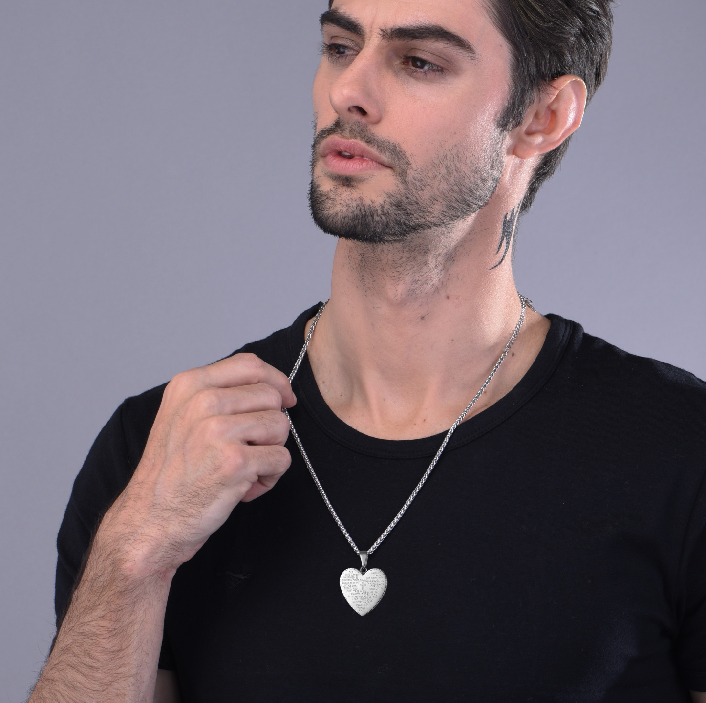 Heart Religious Pendant Necklace for Men