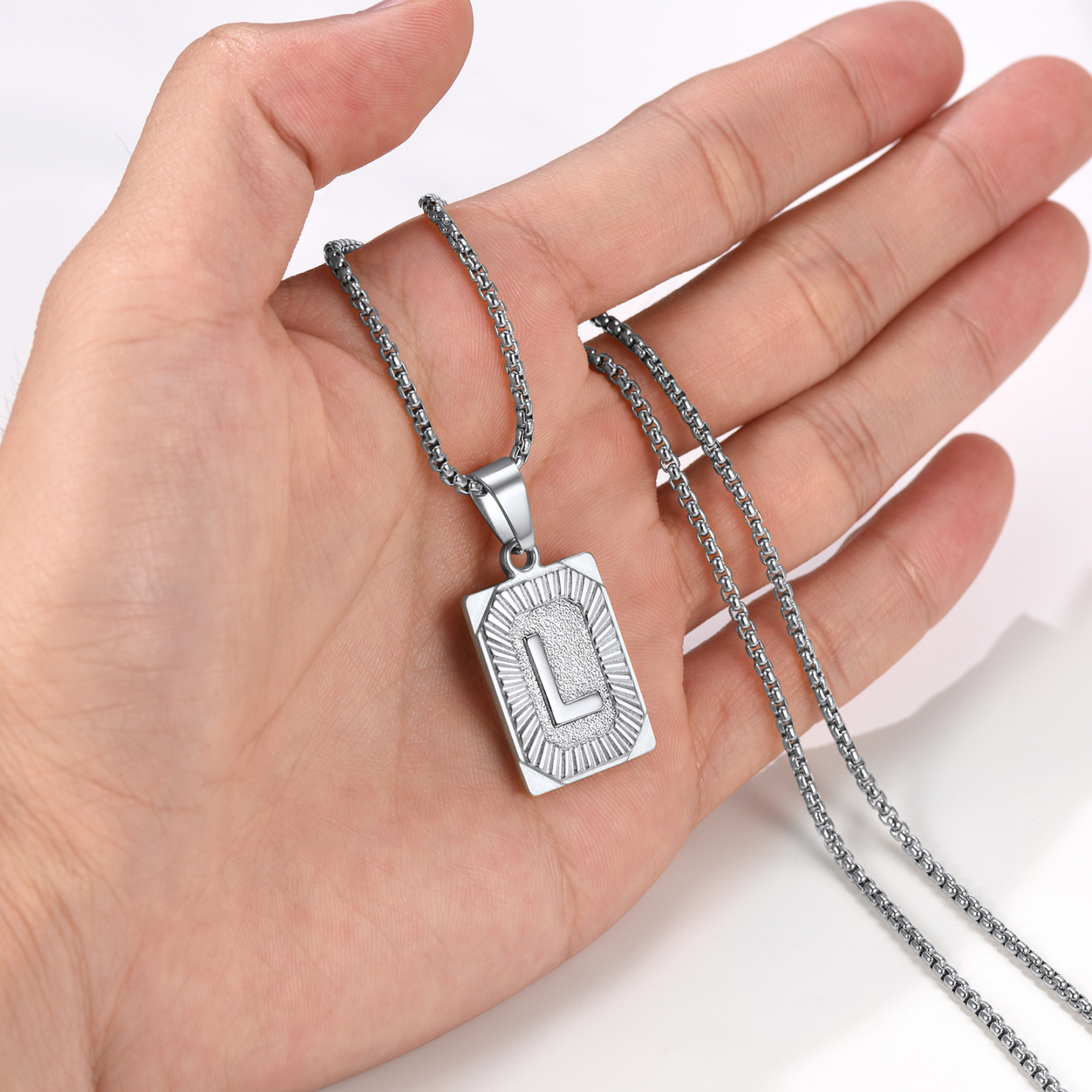 Initial Square Pendant Necklace
