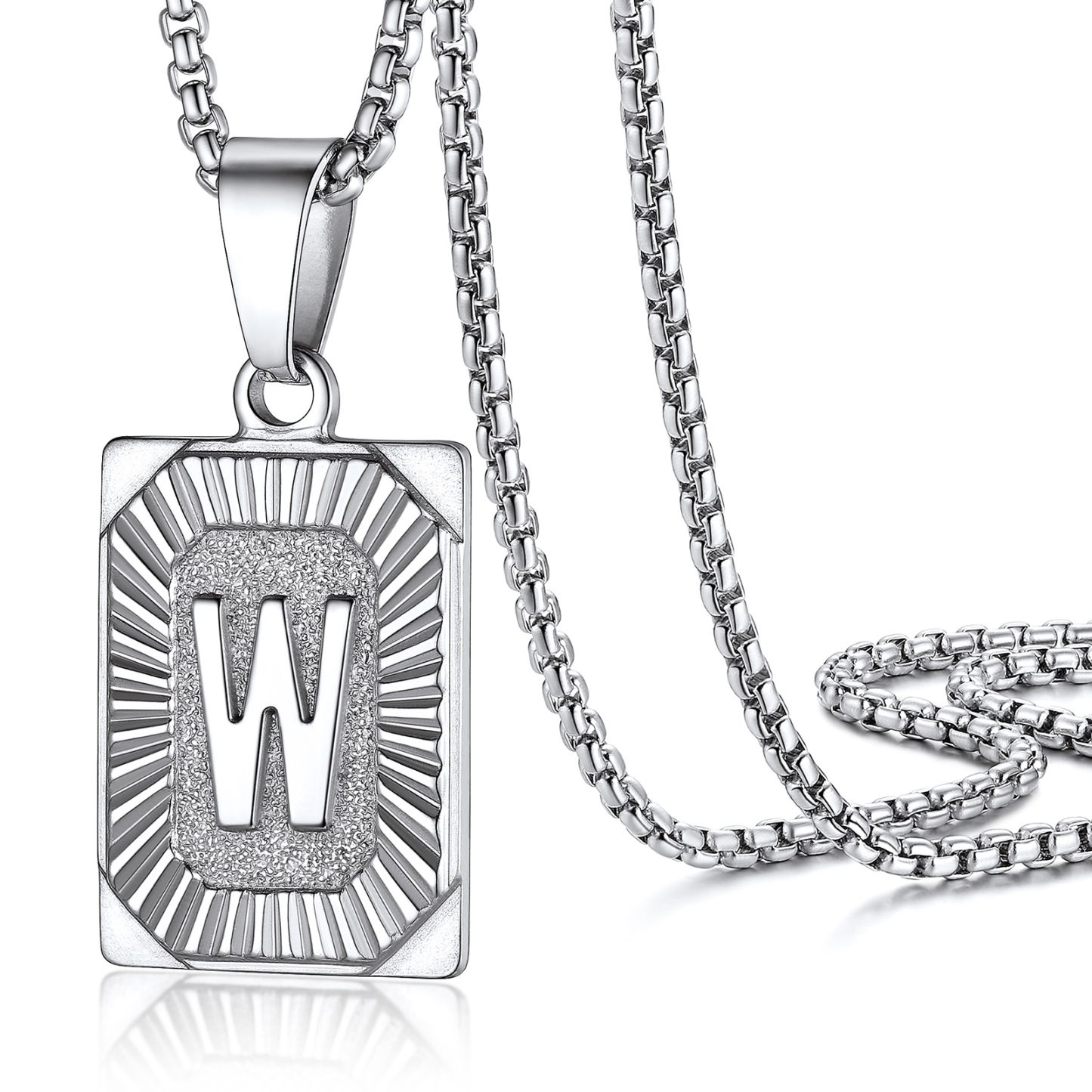 Initial Square Pendant Necklace