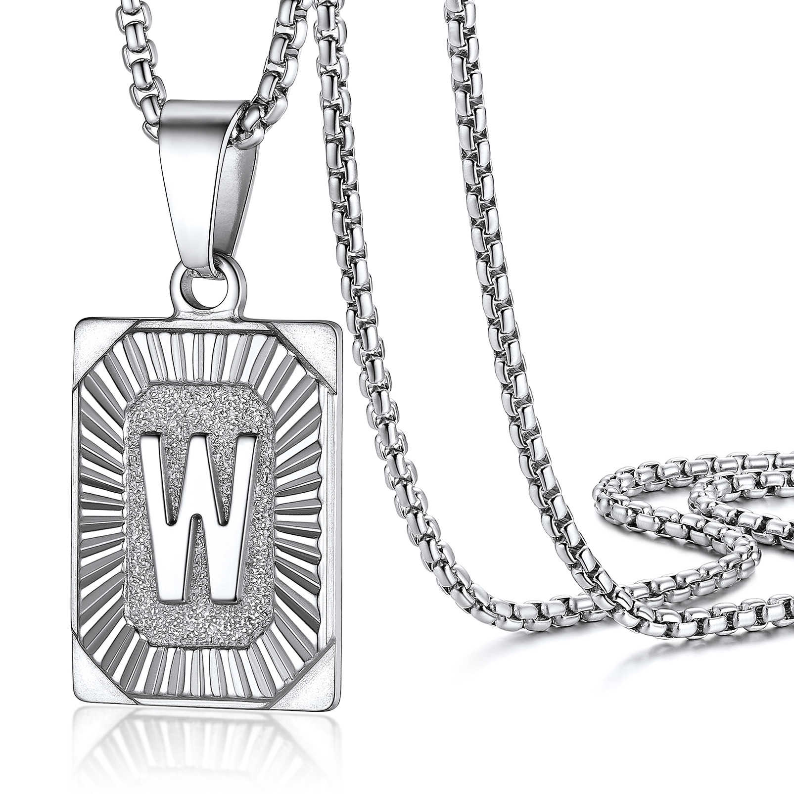 Initial Square Pendant Necklace