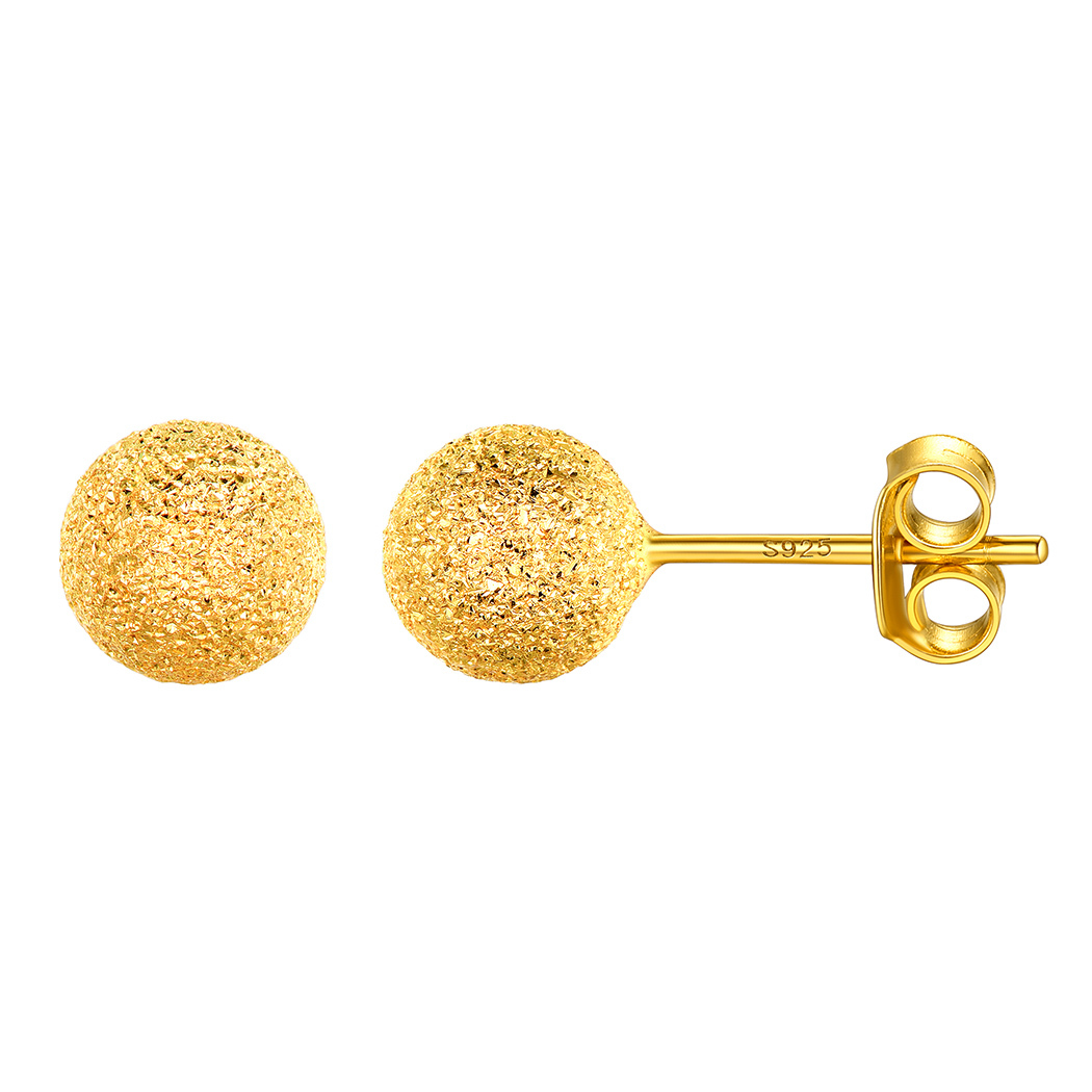Silver Ball Stud Earrings Gold Plated 7mm