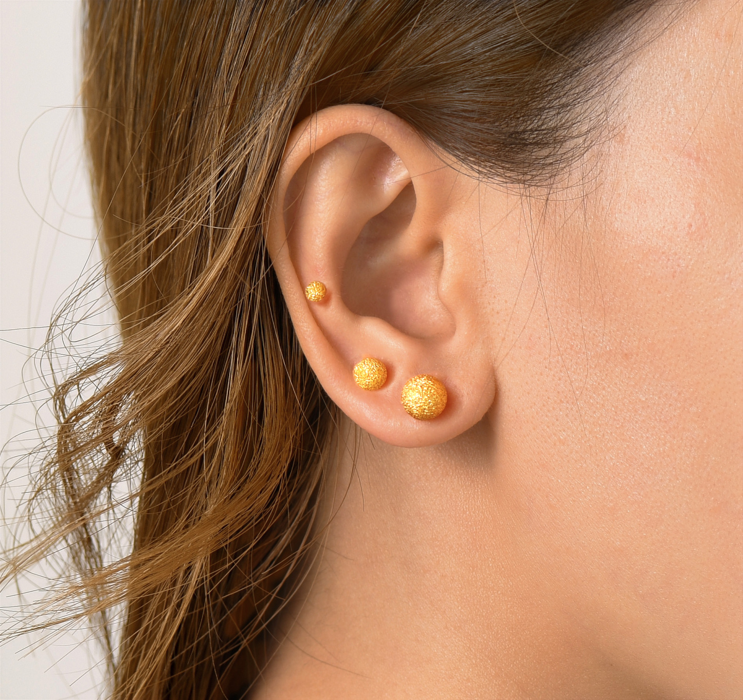 Gold S925 Silver Ball Stud Earrings for Women  multiple diameter