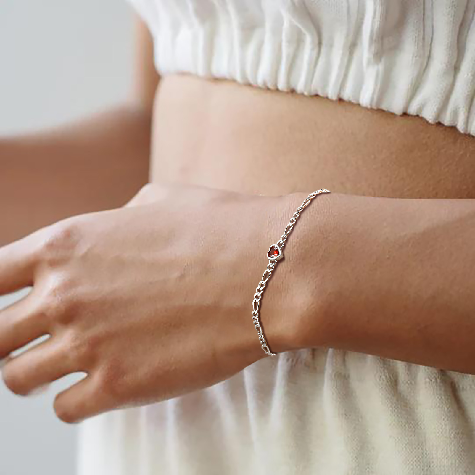 Women's Birthstone Silver Bracelet