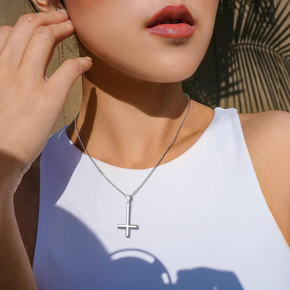 Black Inverted Cross Necklace