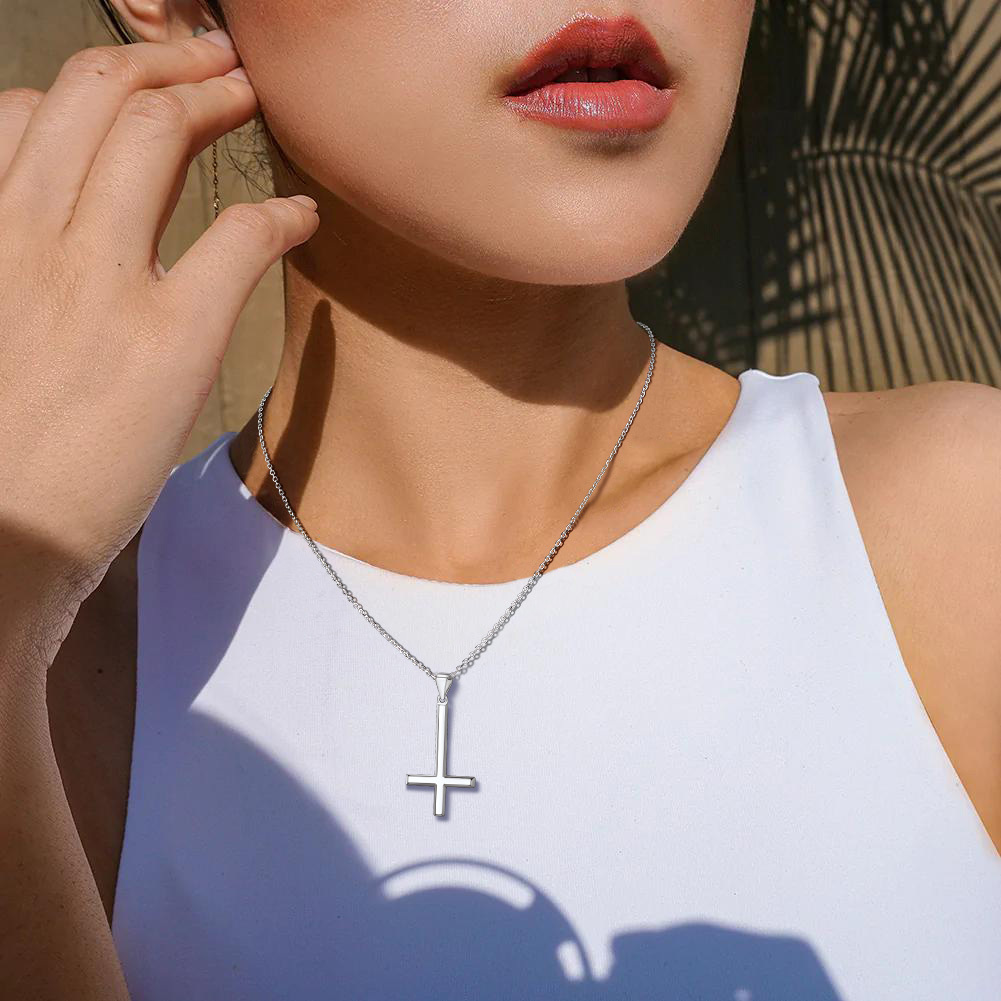 Black Inverted Cross Necklace
