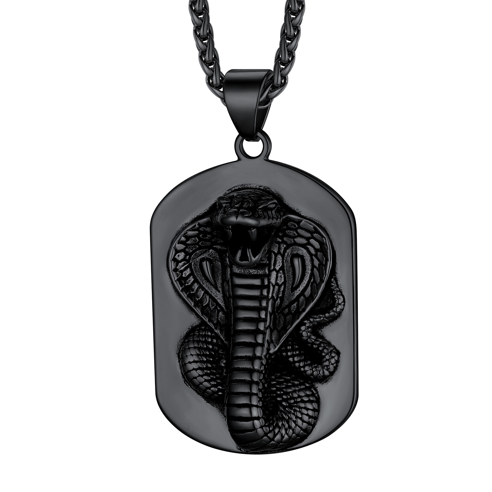 Snake Dog Tag Necklace for Men