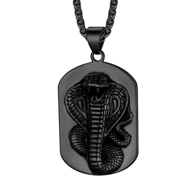 Snake Dog Tag Necklace for Men