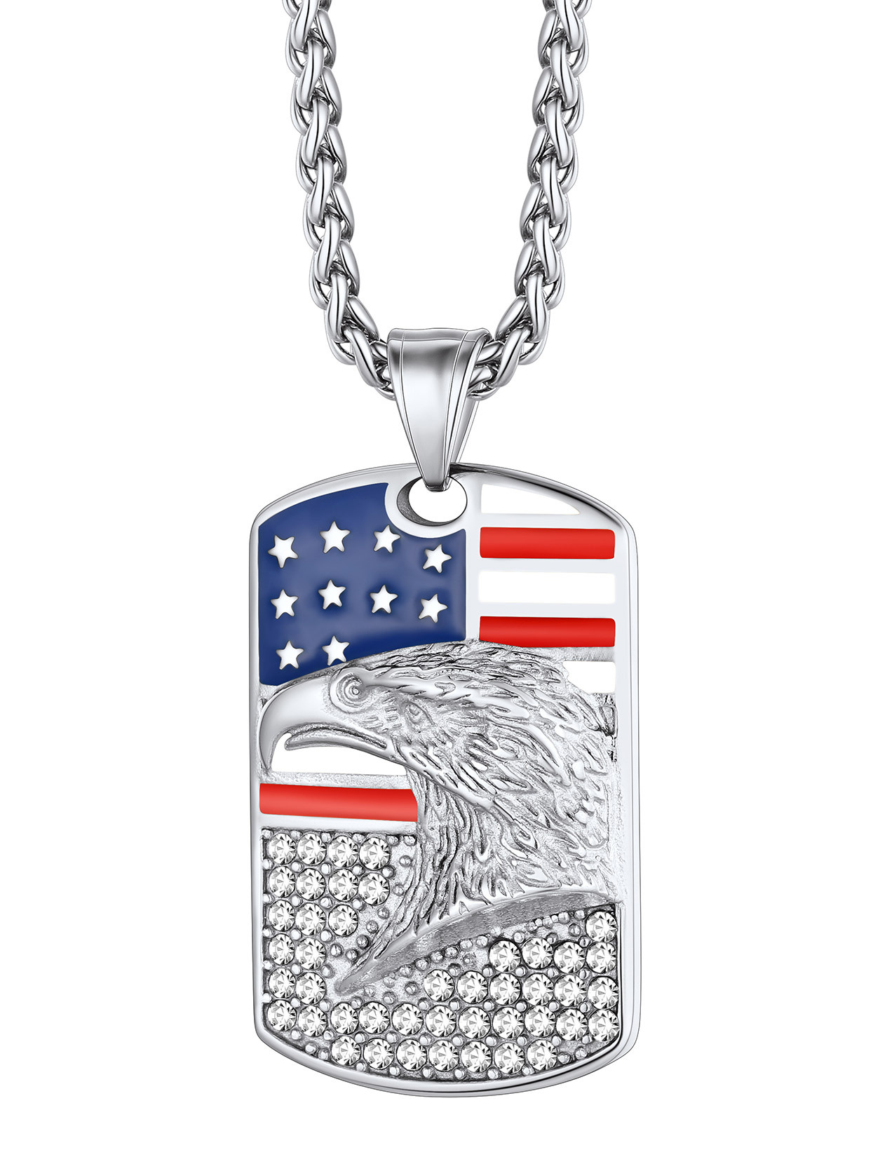 American Flag Eagle Dogtag Necklace