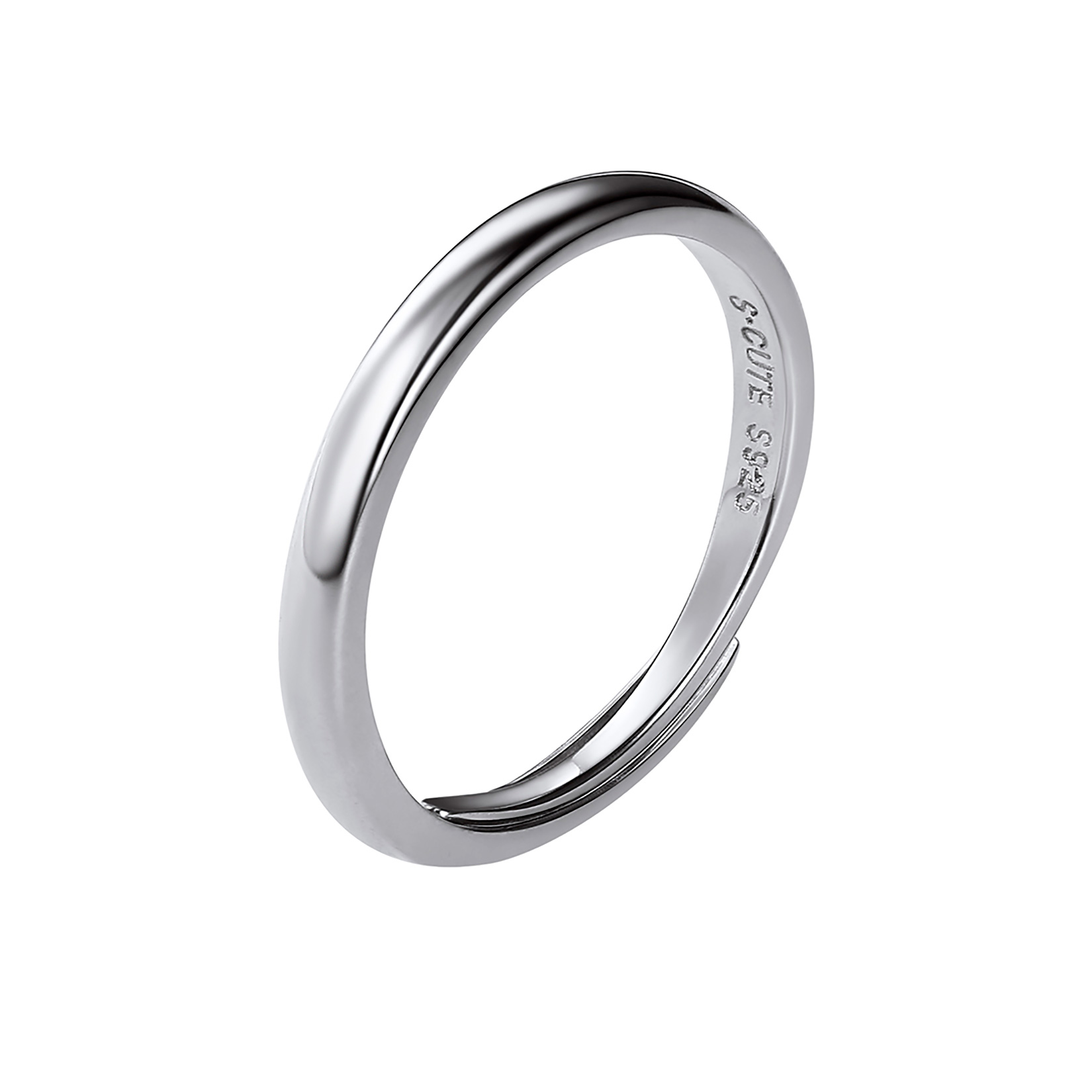 Adjustable plain silver ring