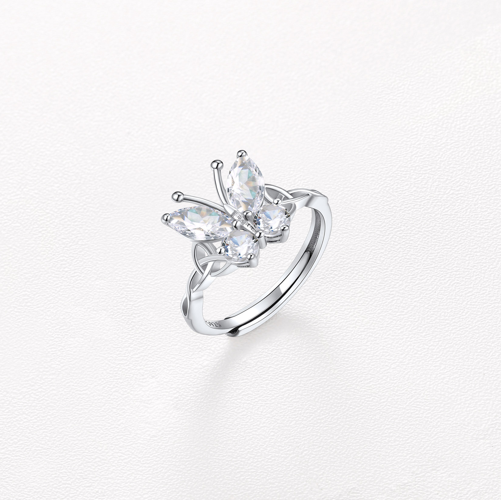 Silver Butterfly Adjustable Rings