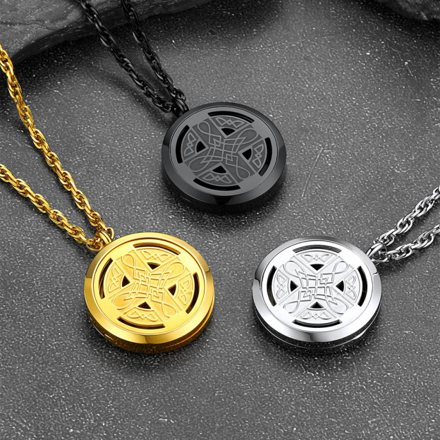 Diffuser Celtic knot cross locket Necklace