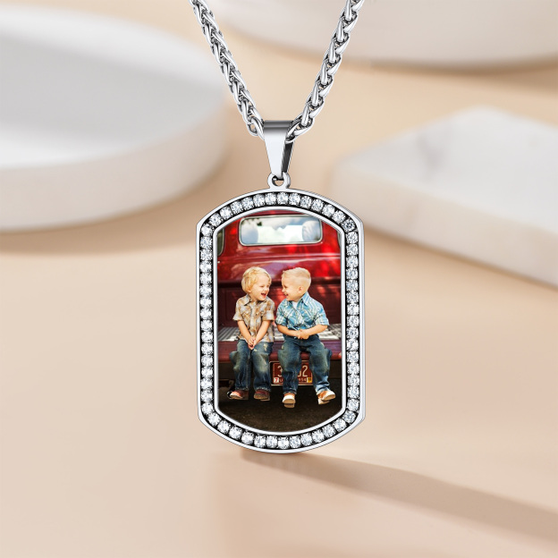 Full Zirconium Military Tag Pendant