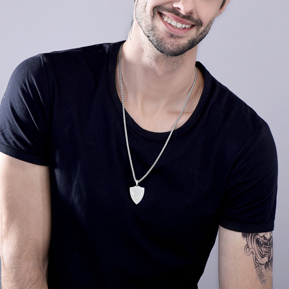 Men's Saint Michael Shield Necklace