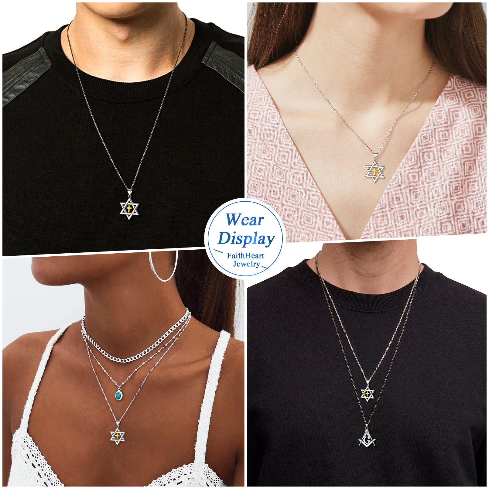 Star of David Cross Pendant Jewelry