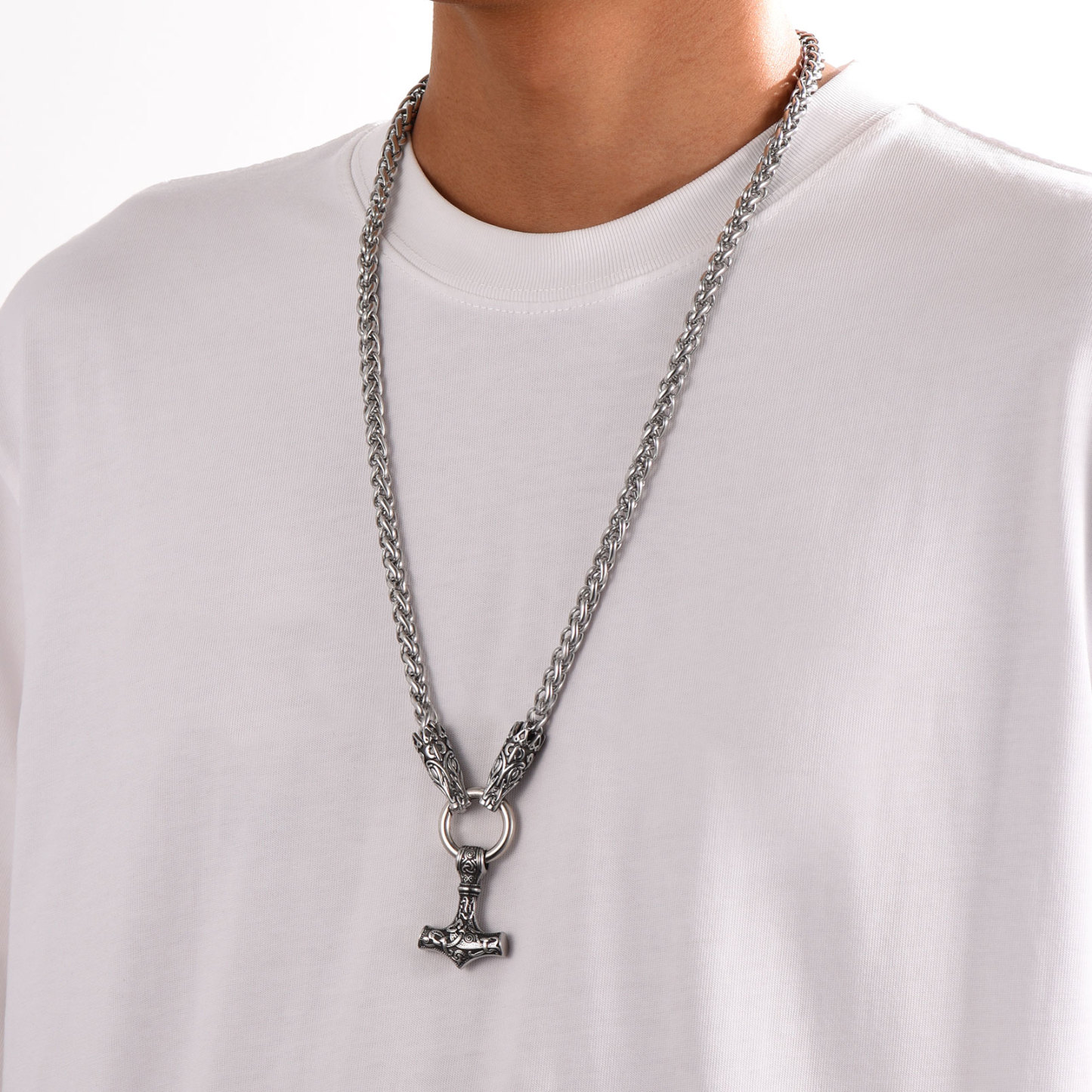 Thors Hammer Wolf Necklace