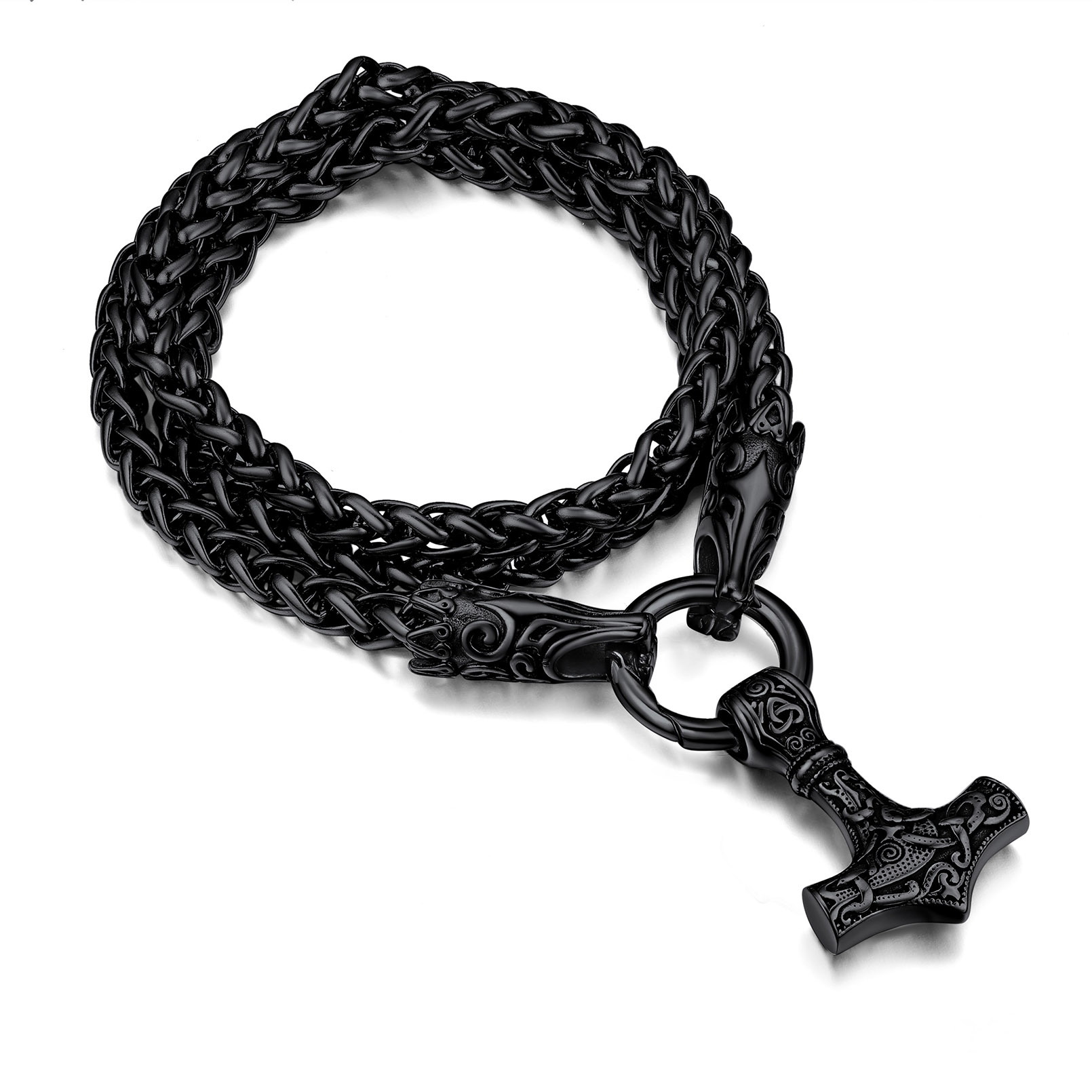 Thors Hammer Wolf Necklace