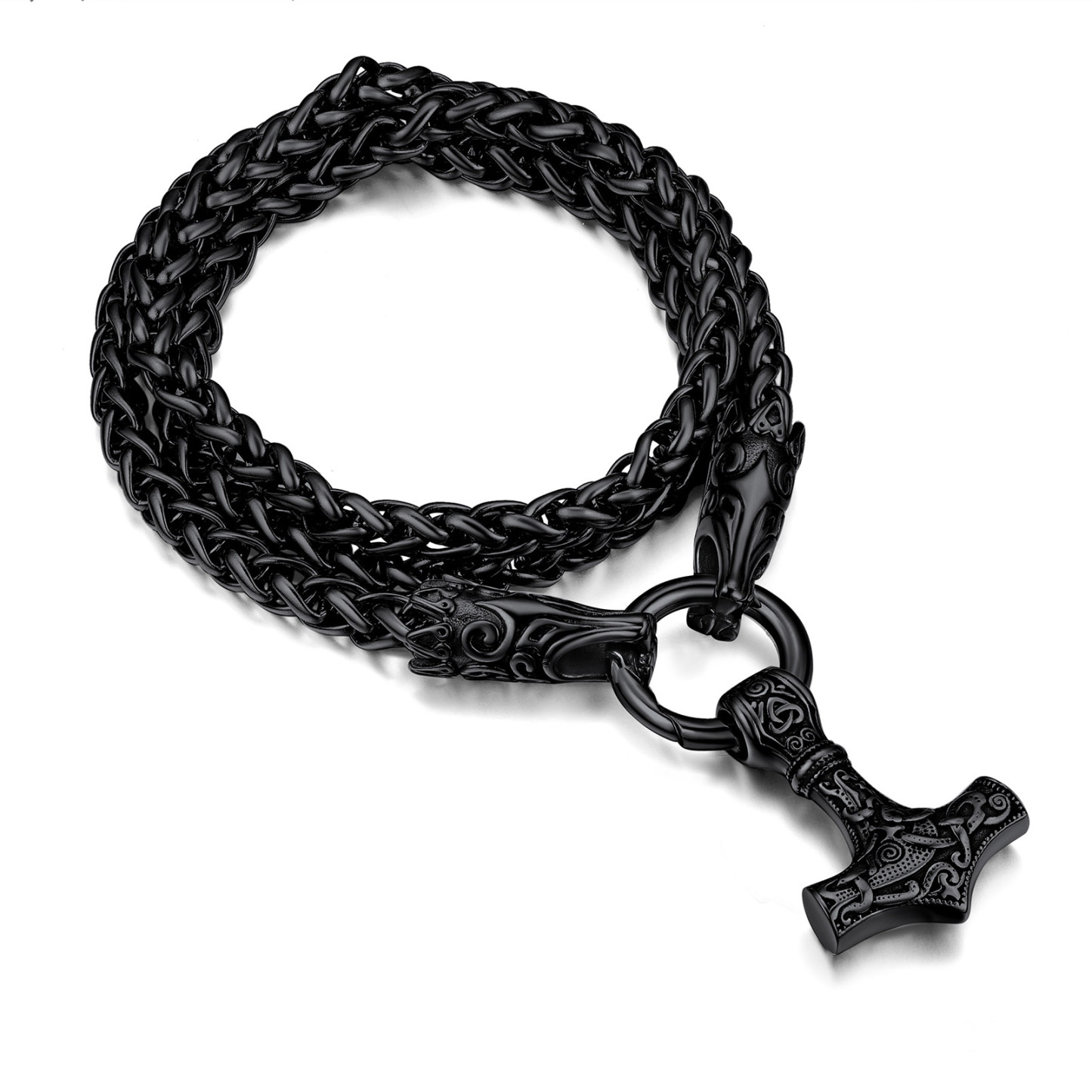 Thors Hammer Wolf Necklace