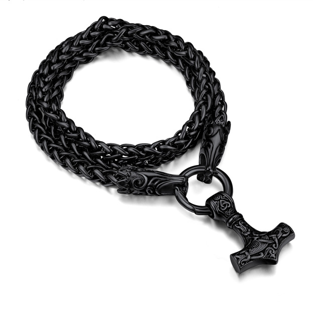 Thors Hammer Wolf Necklace
