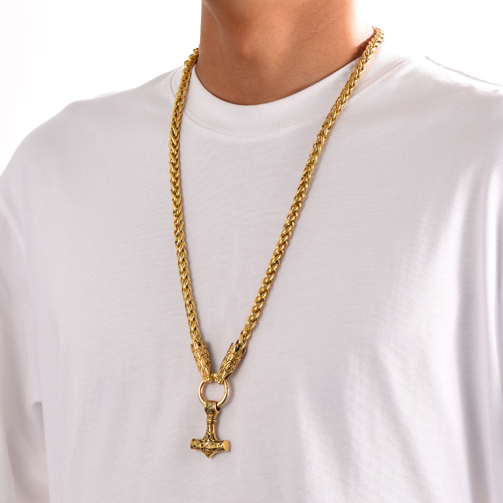 Thors Hammer Wolf Necklace