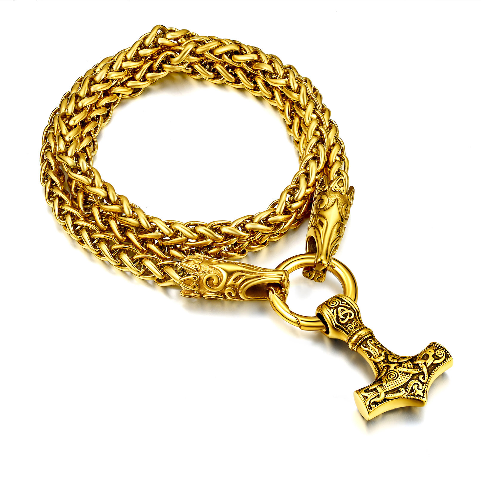 Thors Hammer Wolf Necklace