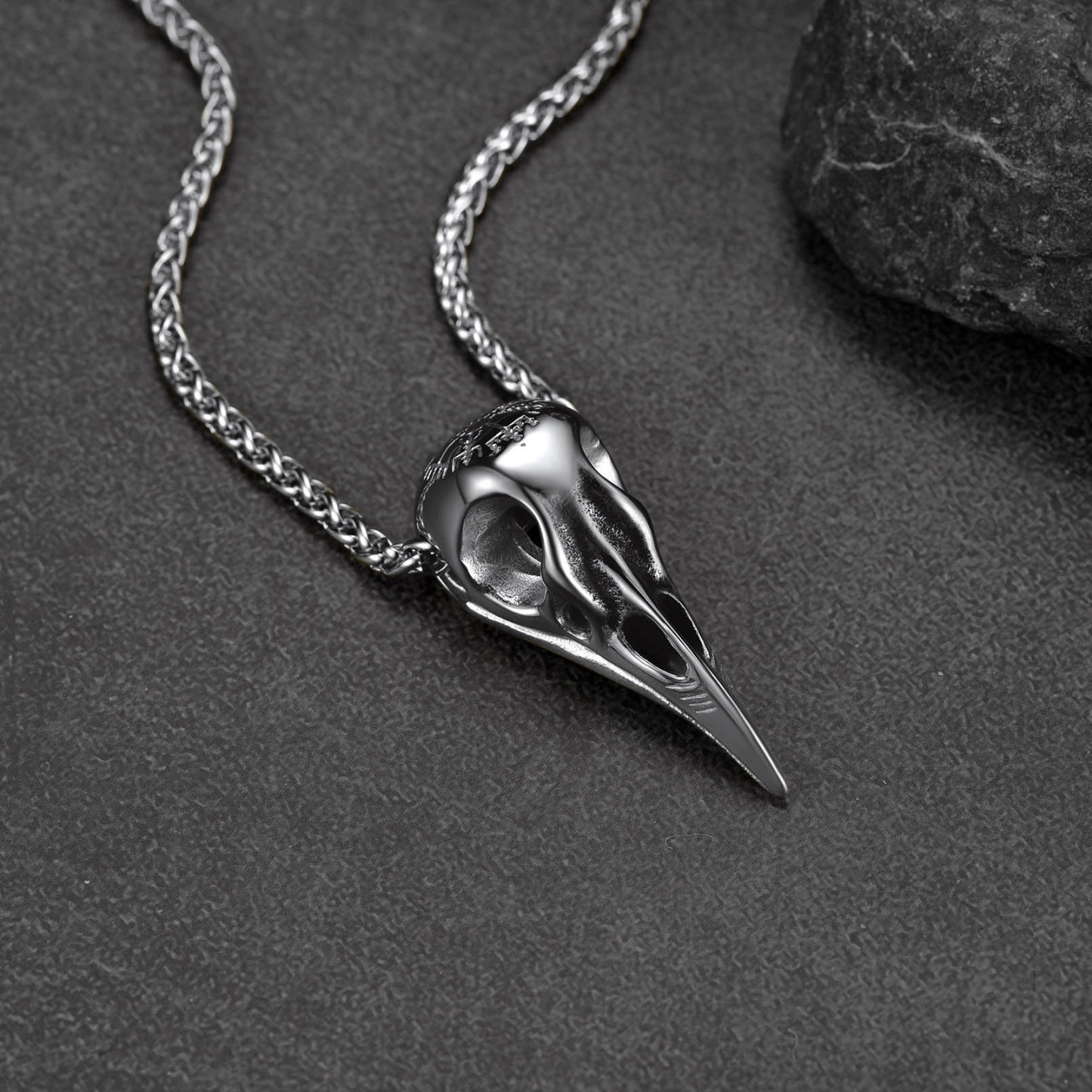 Raven Skull Compass Necklace