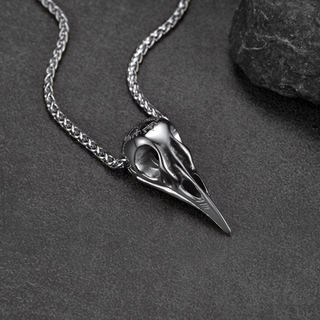 Raven Skull Compass Necklace