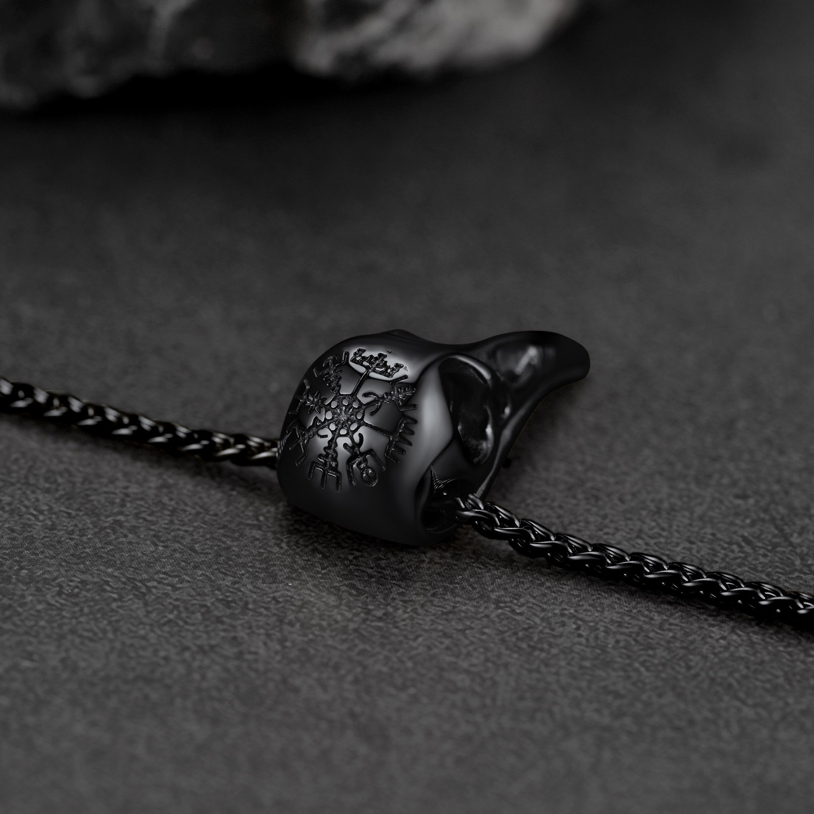 Raven Skull Compass Necklace