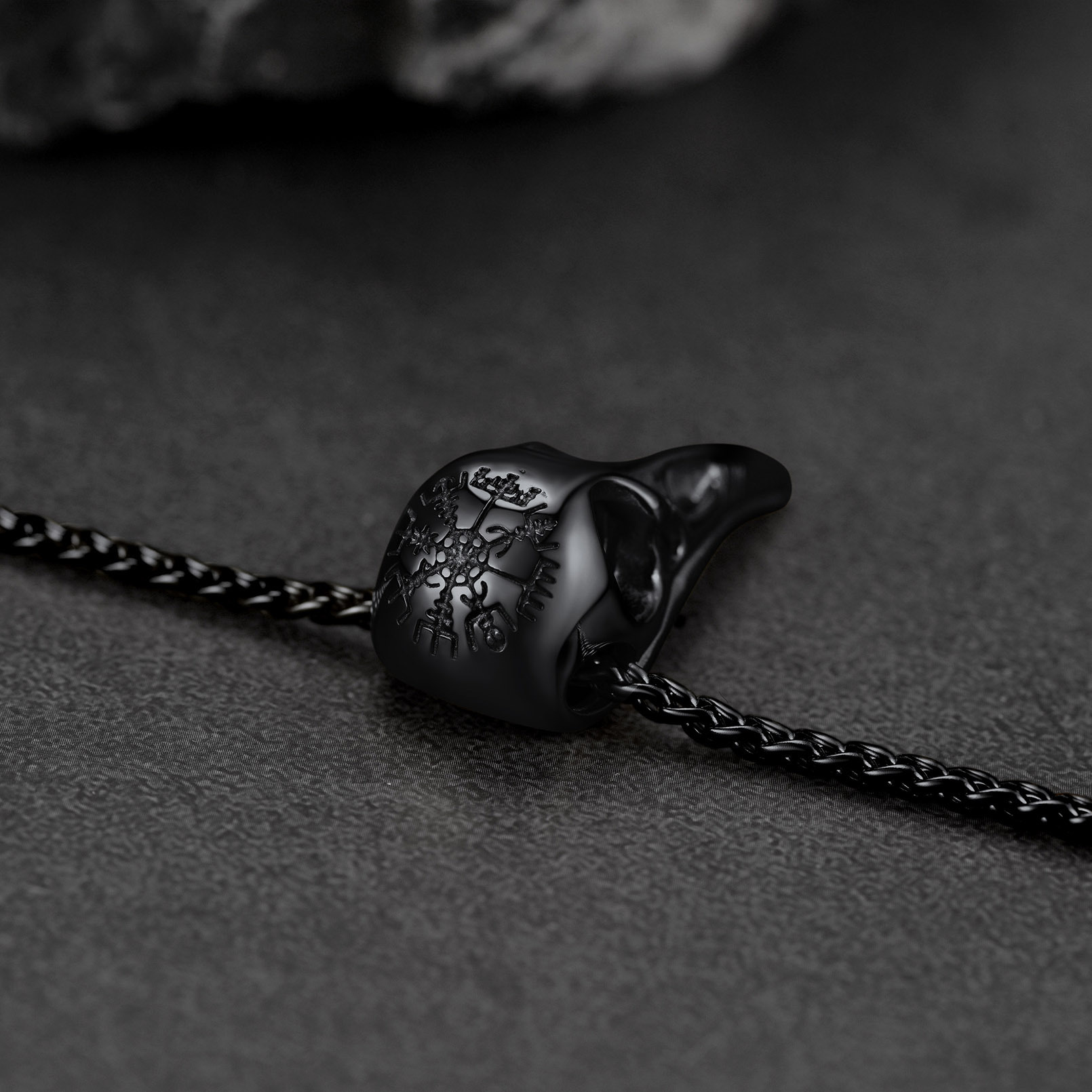 Raven Skull Compass Necklace