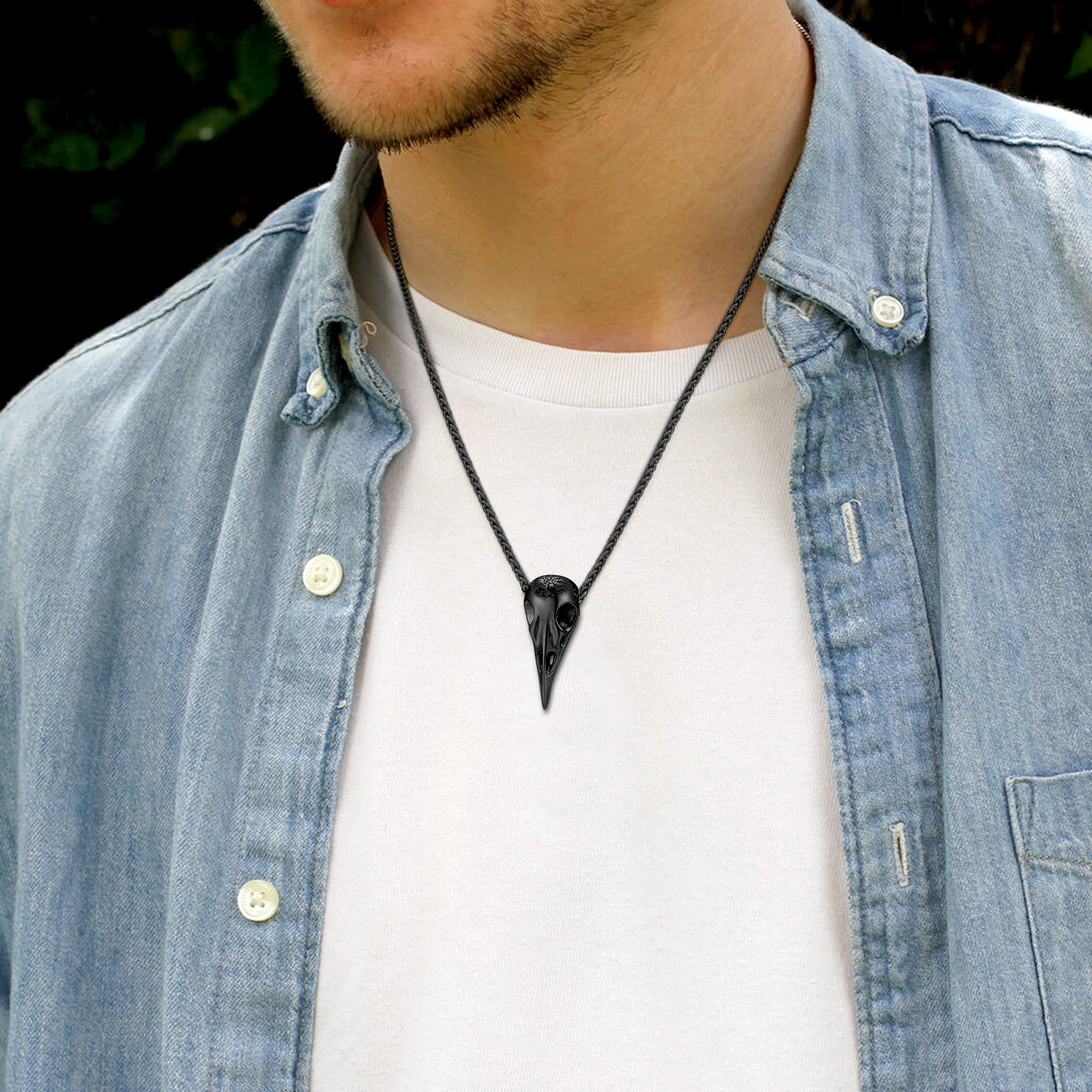Raven Skull Compass Necklace