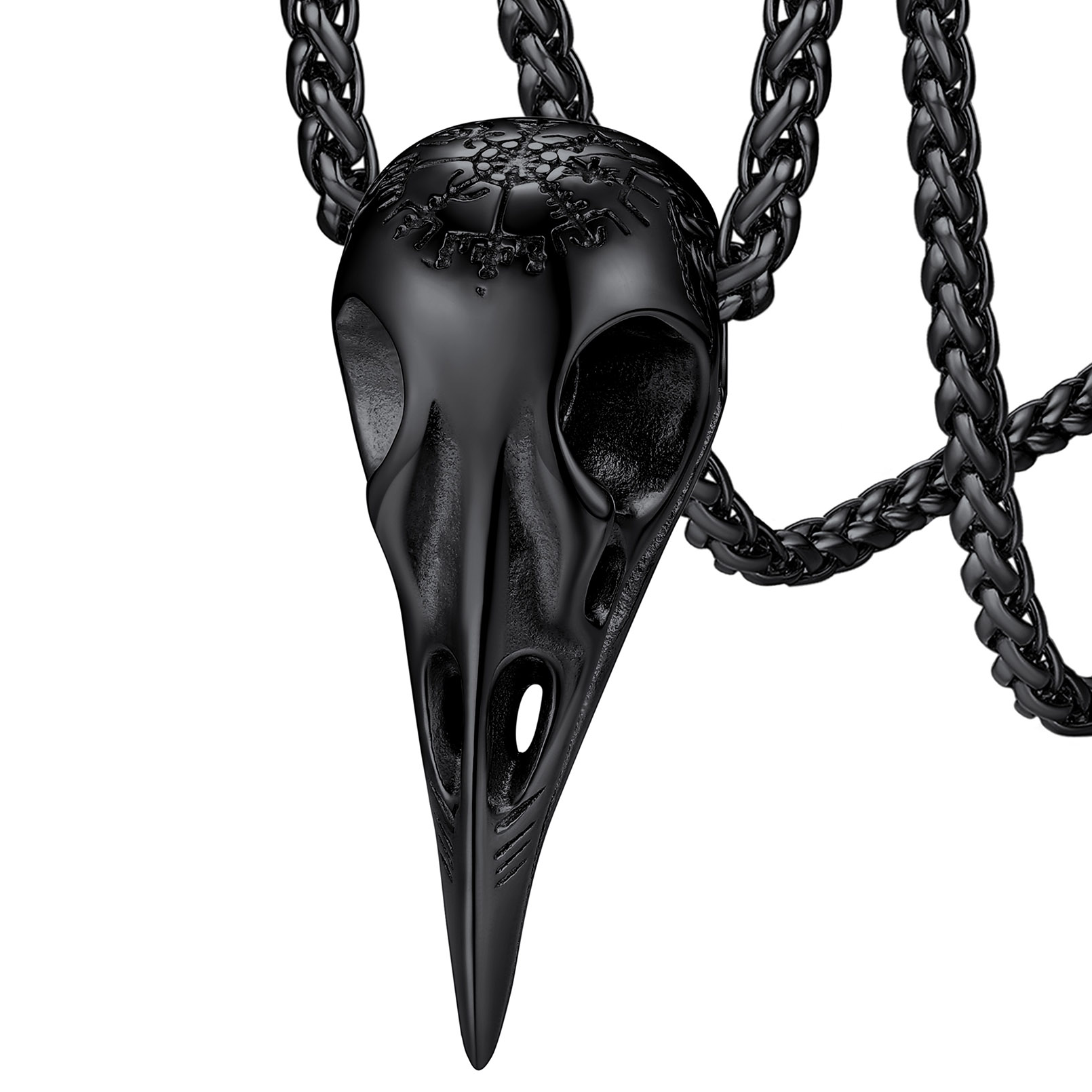 Raven Skull Compass Necklace