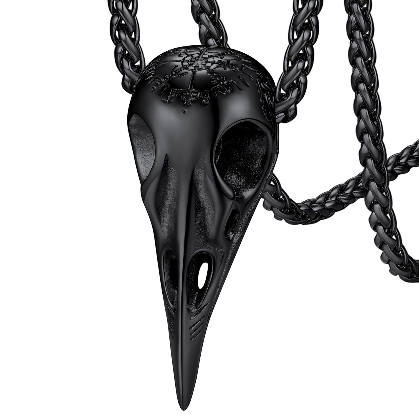 Raven Skull Compass Necklace