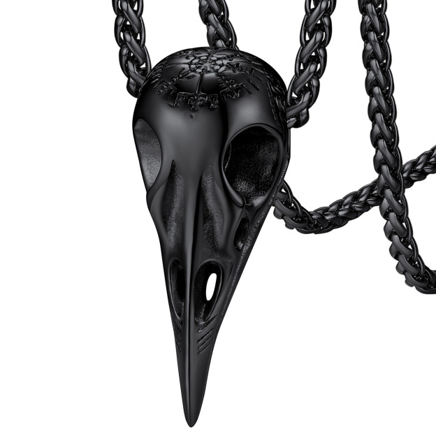 Raven Skull Compass Necklace