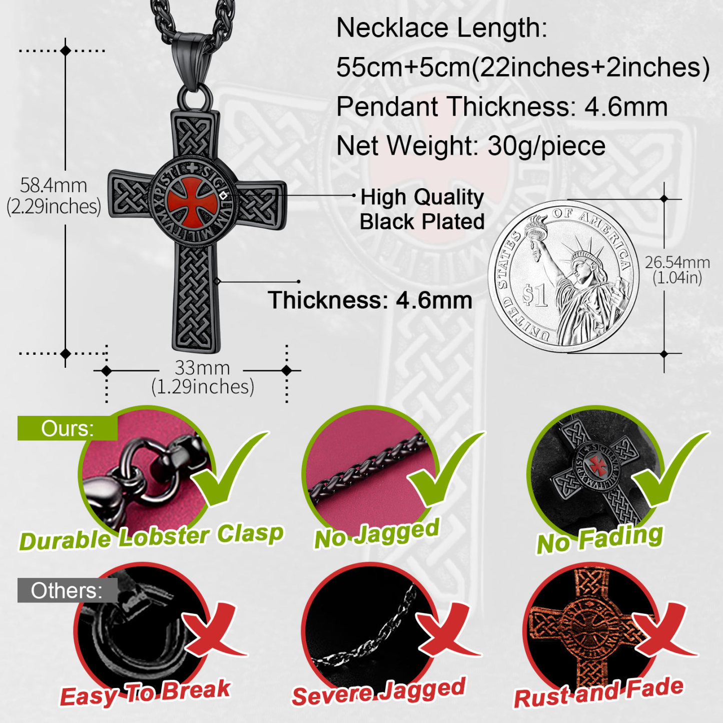 Knight Templar Cross Necklace