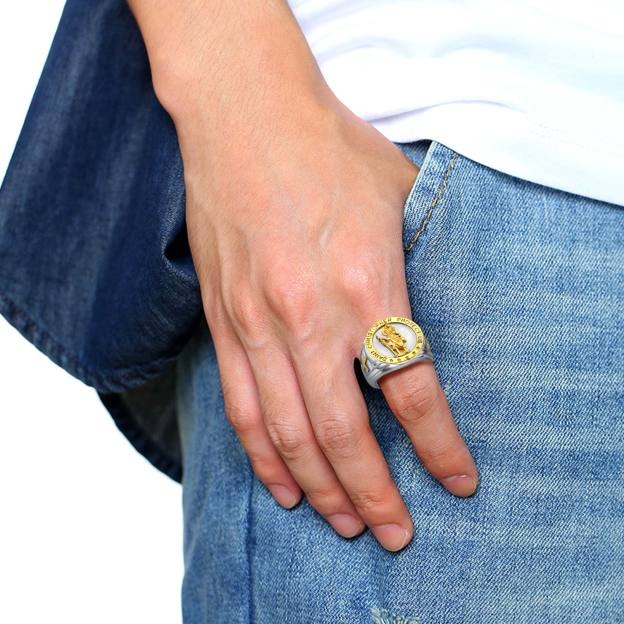 Stainless Steel Gold Signet Ring