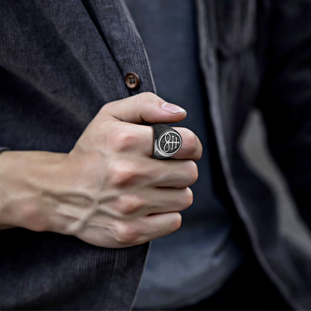Leviathan Cross design Gothic Ring