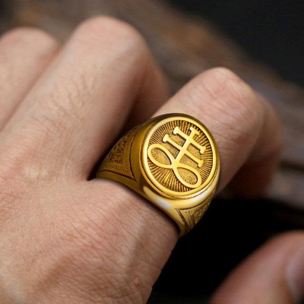 Leviathan Cross design Gothic Ring
