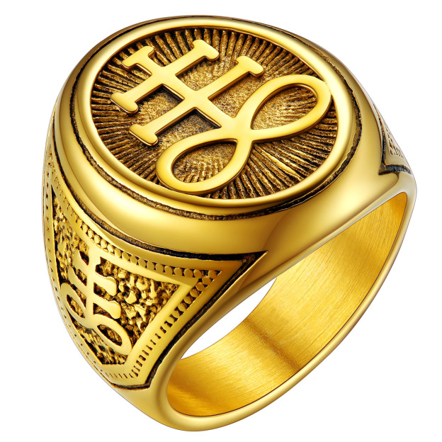 Leviathan Cross design Gothic Ring