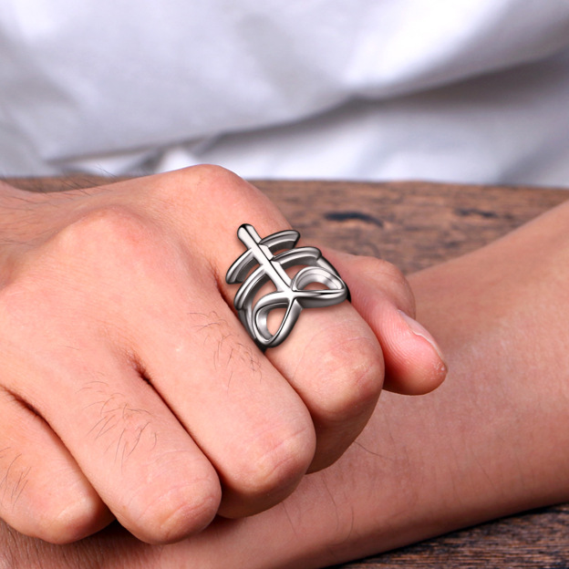 Stainless Cross Ring Size 14