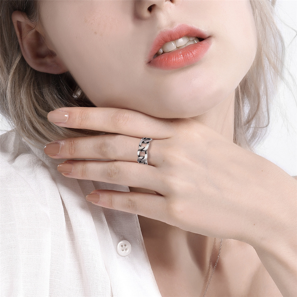925 Sterling Silver Cuban Open Ring 