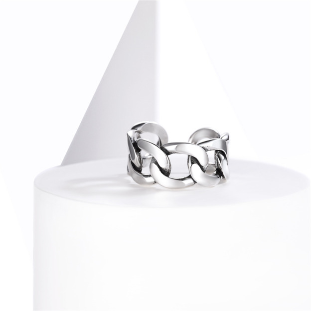 925 Sterling Silver Cuban Open Ring 