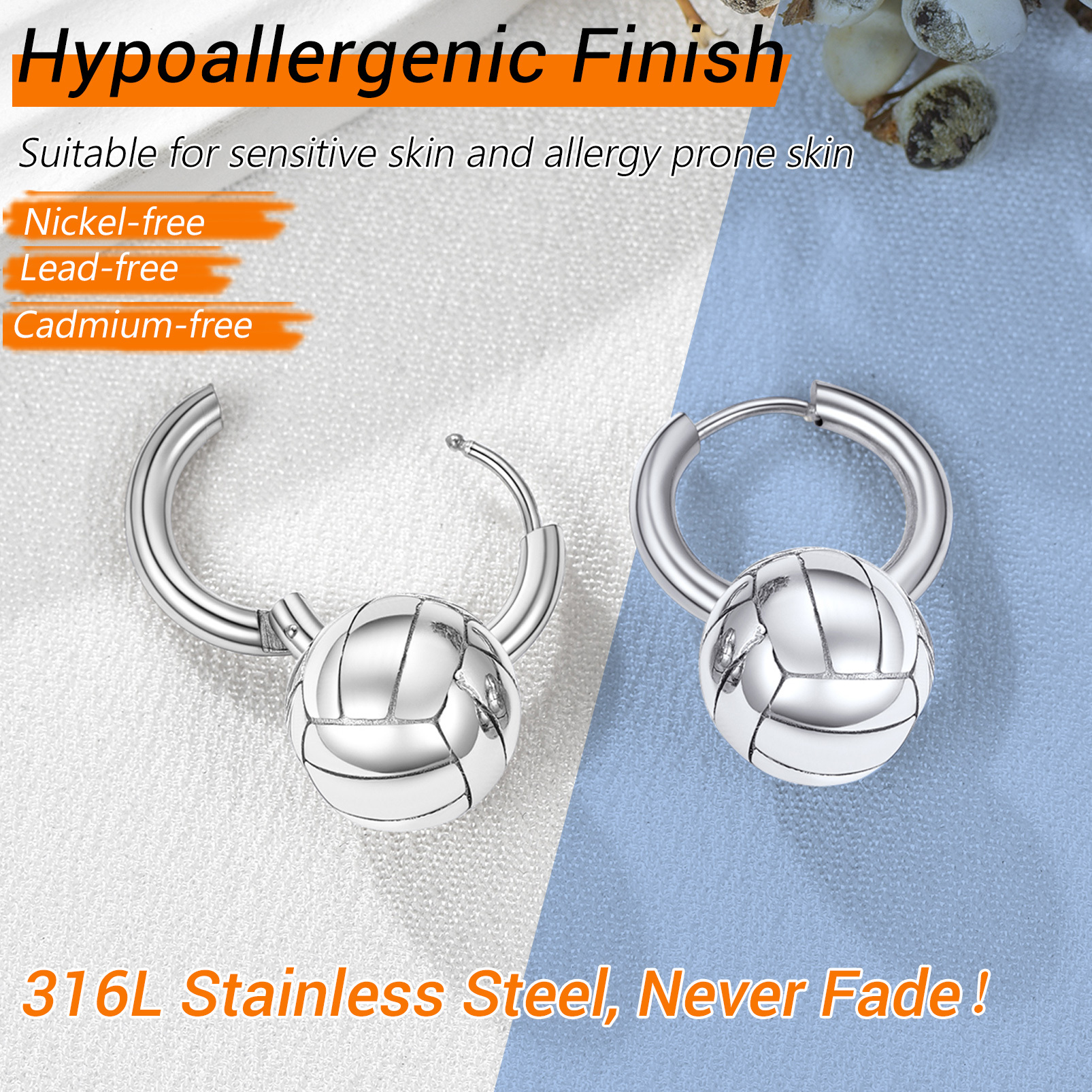 Men's Gold Volleyball Hoop Earrings