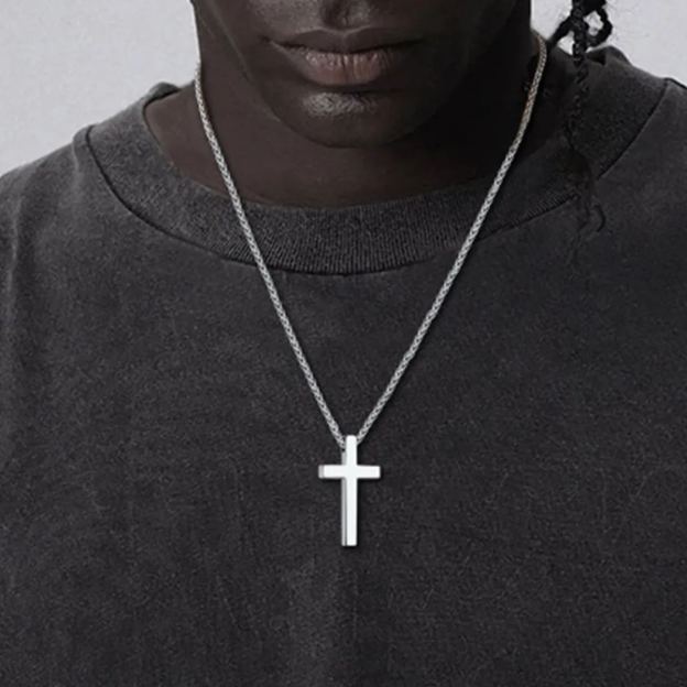 Stainless Steel Cross Pendant Necklace For Men