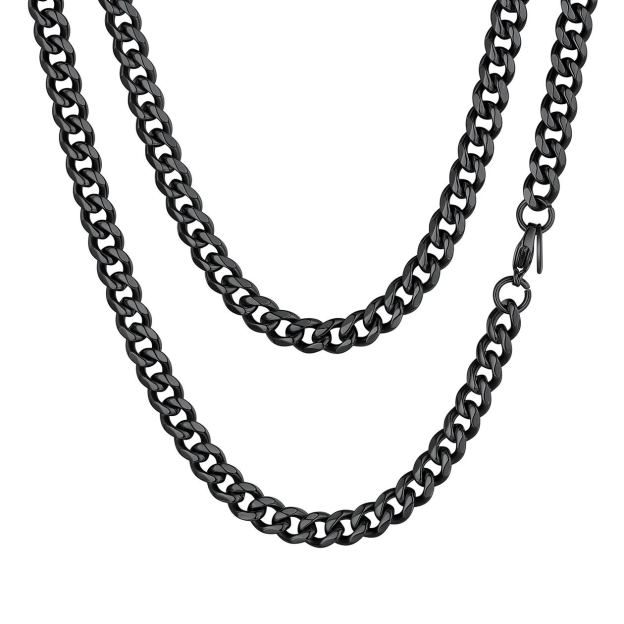 6mm Cuban Curb Chain Necklace Stainless Black