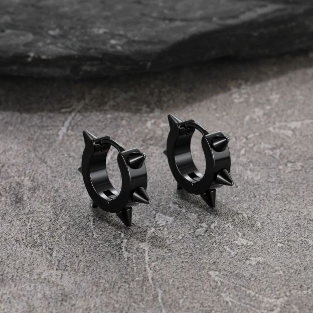 Gothic Spike Hoop Earrings
