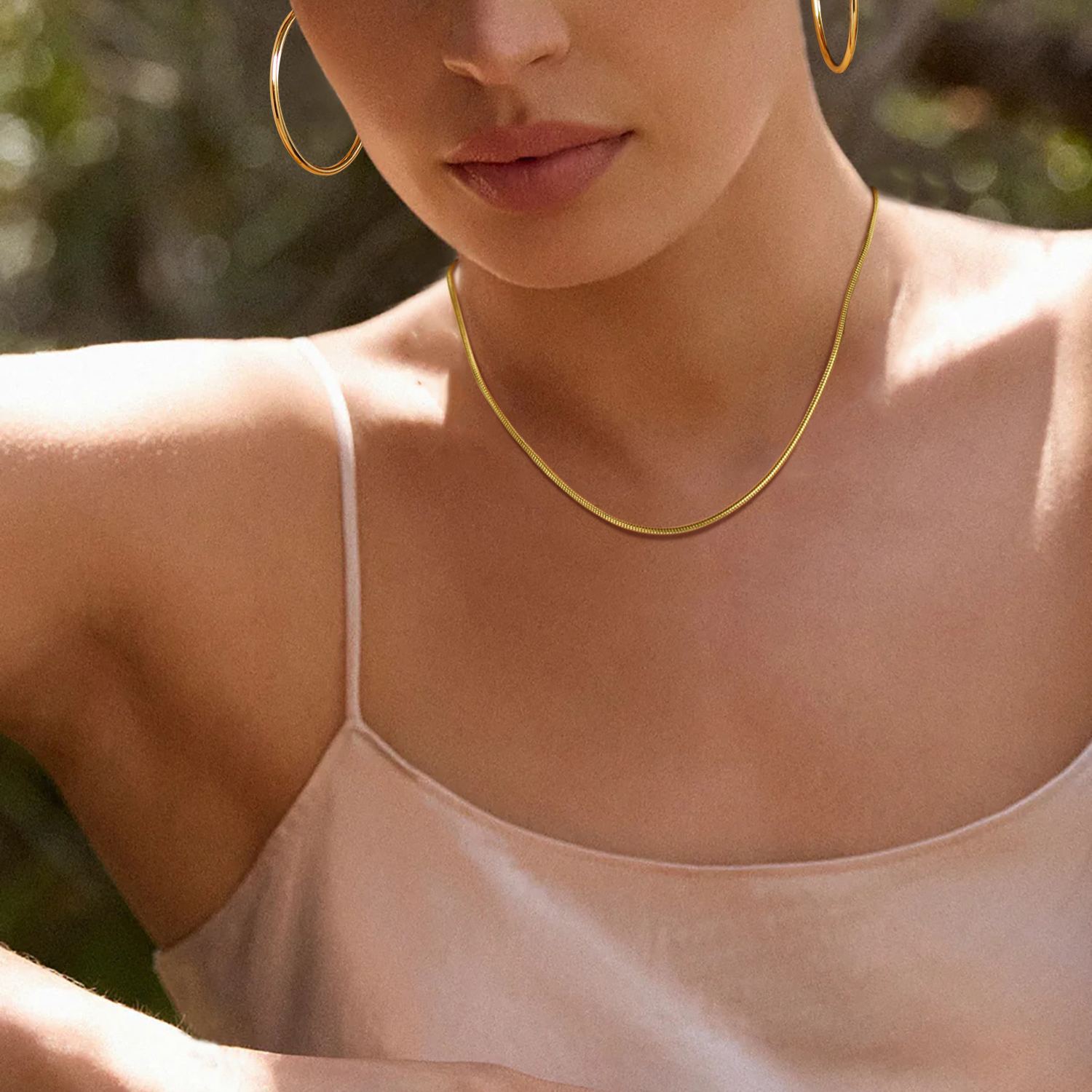 Delicate 2mm Round Snake Chain Necklace