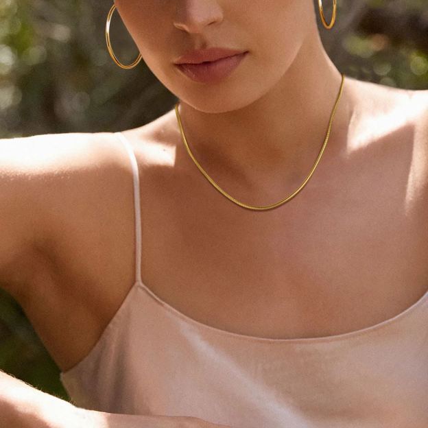 Delicate 2mm Round Snake Chain Necklace