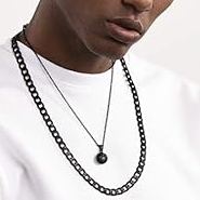Black Soccer Football Necklaces Pendant Chain