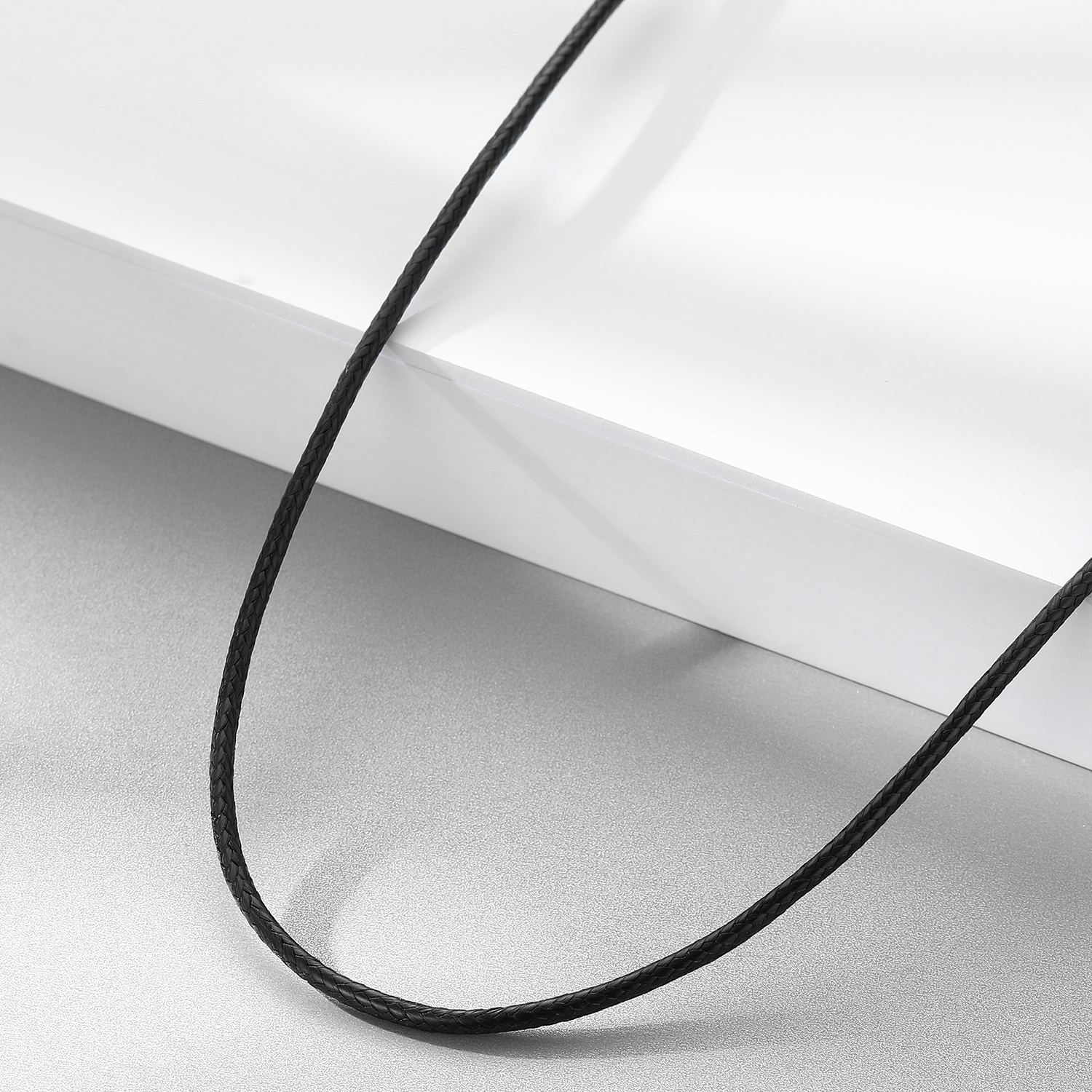 Mens String Rope Necklace in Black