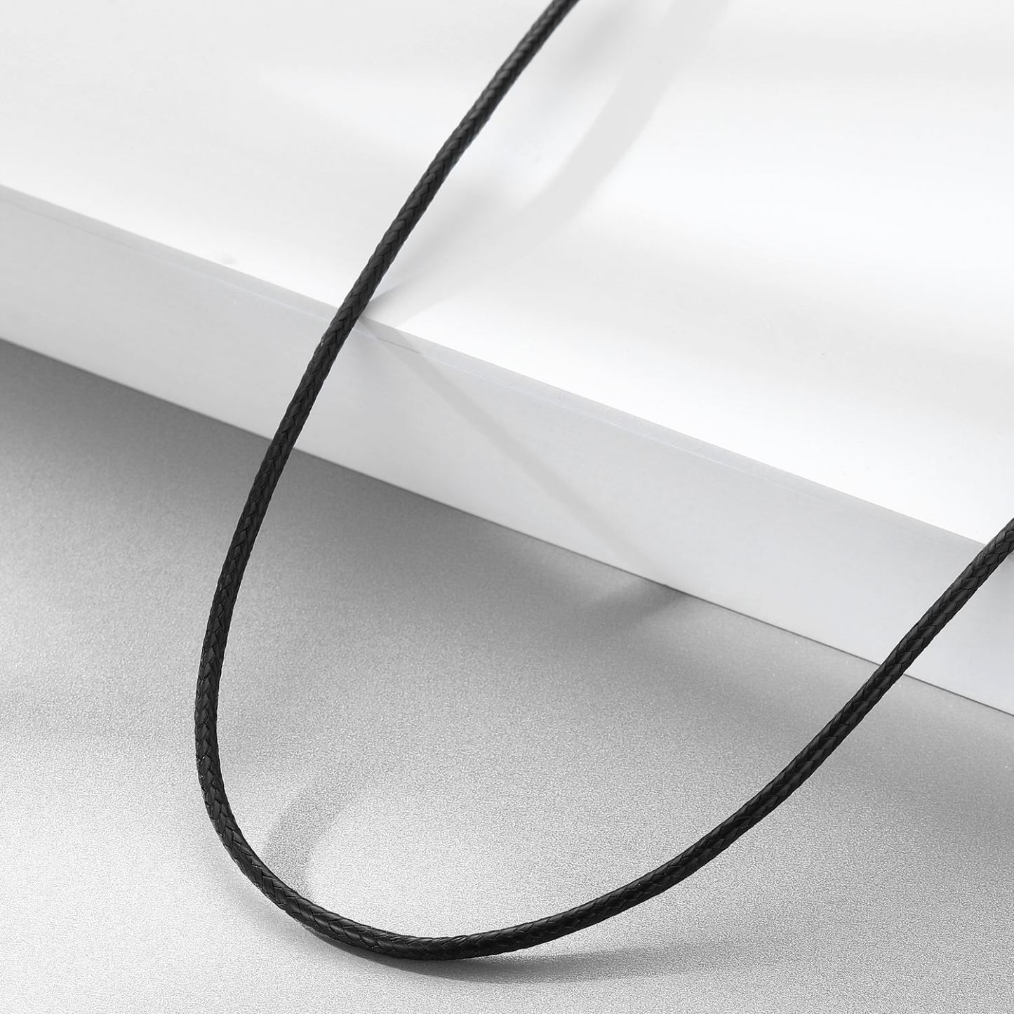 Mens String Rope Necklace in Black